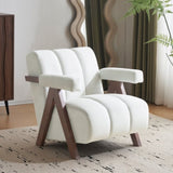 Mid Century Modern Accent Chair with Solid Wood Frame, Upholstered Living Room Chairs with Thick N765P197467W