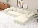 Beige Modular Corduroy Sectional Sofa with Chaise Lounge, All-Foam Deep Seat Couch, Soft Wide-Wale 92259911