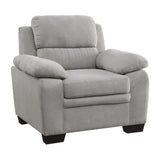 Plush Seating Chair 1pc Gray Textured Fabric Channel Tufting Solid Wood Frame Modern Living Room B011P214023