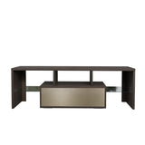 ZUN 20 minutes quick assembly brown simple modern TV stand with the toughened glass shelf cabinet 48653243