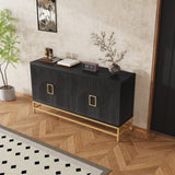 TREXM Retro Style Sideboard with Adjustable Shelves, Rectangular Metal Handles and Legs for Kitchen, N715P232695B