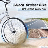 Single Speed Bicycles 26"Inch,Steel Frame, Wide Wheels for Stability, Rear Coaster Brakes,Multiple 90800839