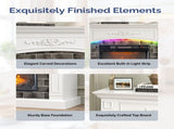 43" Shaker White Fireplace Media Console, Single Mantel with RGB Lights for 58783641