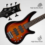 ZUN 44 Inch GIB 5 String H-H Pickup Laurel Wood Fingerboard Electric Bass 62416959