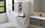 Bathroom Storage Cabinet with Two Laundry Baskets, Storage Cabinet with Doors and Drawer for Home, N759P243350K