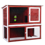 ZUN Wood Rabbit Hutch, Pet Playpen with 2 Stories, Ramp, Doors, Pull-out Tray, Water Bottle, Outdoor W2181P153136