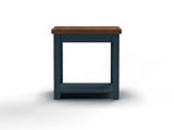 24 inch Side Table, No Assembly Required, Blue Denim and Whiskey Finish B108131554