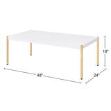 Rectangular Wooden Top Coffee Table, White and Gold B016P313022