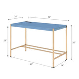 Rectangular Writing Desk with USB Port, Navy Blue and Gold B016P326482