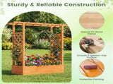 Fir Wood Raised Garden Bed with Side Trellis, 109.2235.56114.30 cm Planter Box with Drainage 88794081