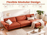 Modular L-Shaped Sectional Sofa, 95 Inch Multi-Functional Linen Fabric Couch with AC & USB Charging 71326154
