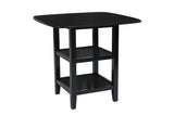 ZUN Black Finish 5pc Counter Height Set Dining Counter Height Table with Lower Shelves and 4x Chairs Set B011P194586