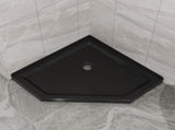 Goodyo 36 in. D x 36 in. W x 3.4 in. H Corner Drain Neo-Angle Shower Base Black, No Drain Kit D163147917