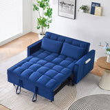 The 55-inch dreamlike blue velvet sofa is elegant and convenient with pockets, cleverly interpreting W1658P246639