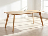 55 Inch Solid Rubber Wood Dining Table, Mid-Century Modern Kitchen Table with Rounded Edge, 4-6 08683094