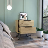 Augusta 2 Nightstand , End Table, Side Table Four Legs, Two Drawers -Light Oak B07091892