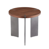 Round Coffee Table Walnut Wood Surface and Black Metel Feet W820P270431