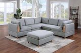 Living Room Furniture Corner Wedge Light Grey Dorris Fabric 1pc Cushion Wedge Sofa Wooden Legs B01147397