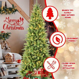 Artificial 8ft Green Christmas Tree with 1612PVC/Hard Needle Mixed Branch Tips, 500L warm white led, 98277743