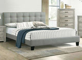 Contemporary 1pc California King Size Bed Grey Polyfiber Tufted Headboard Platform Bedframe Bedroom B011P309348