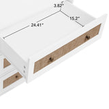 Wardrobe with 3 Drawers High Wardrobe Armoire With Rattan For Living Room, Bedroom Organizer W688P266052