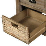 ZUN Rustic Storage Bench with 3 Drawers and 3 Rattan Baskets, Shoe Bench for Living Room, Entryway 44162772