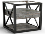 Set of 2 Modern End Table with Drawer - Nightstand for Bedroom Living Room, Rustic Wood Grain MDF W241P246927
