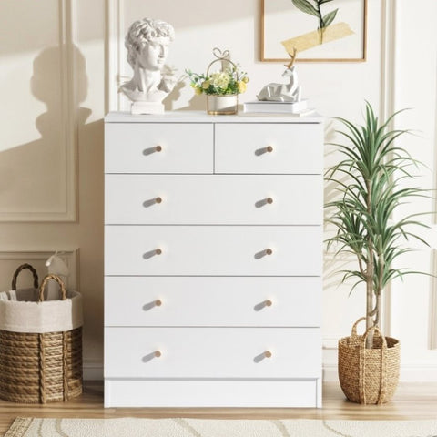 ZUN Modern Simple 6-Drawer Dresser White 92555143