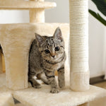 ZUN Multi-functional Cat Tree Tower with Sisal Scratching Post, 2 Cozy Condos, Top Perch, Hammock, 09623379