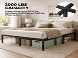 Metal Bed Frame 16 Inch Tall, Heavy Duty Sturdy Mattress Foundation, No Box Spring Needed, Easy to 06997612