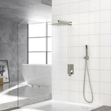 Dual Shower Head - 10 Inch Wall Mounted Square Shower System with Rough-in Valve, Brushed Nickel W1243P262630