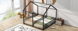 Metal Twin Size House Platform Beds, Two Shared Beds, Black MF307505AAB