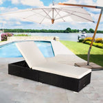 ZUN Outdoor Leisure Rattan Furniture Pool Bed / Chaise -Black 13432209