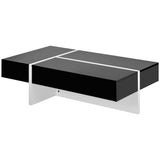 ON-TREND Contemporary Rectangle Design Living Room Furniture, Modern High Gloss Surface Cocktail WF292142AAB