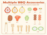 Natural Kids Wooden Barbecue Grill Playset with Chalkboard and Sink and Cabinet 14190718