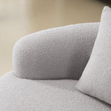 Grey Curved Loveseat Sofa with Round Armrest, Compression Couch with 2 Pillows, Cream Couch for W3612P332453