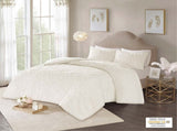 3-Piece Tufted Cotton Chenille Medallion Comforter Set Off-White King/Cal King B03597074