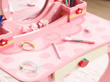 Pink MDF spray-painted apple-printed 1-drawer 2-desktop storage box children's dressing table set 22610876