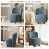 Modern Low Back Accent Chair, Upholstered Armless Living Room Chairs, Round Pine Wood Feet, for N817P224950B