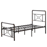 Single-layer Water Pipe Bed with Cross Design and Foot End Twin Black Iron Bed 91079255