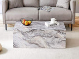 39.37 * 21.65 inch gray marble patterned MDF rectangular coffee table, stable, waterproof and easy W1151P476956