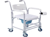 4 in 1 Bedside Commode Chair, Transport Shower Wheelchair Toilet Rolling Transport Chair with 4 W465P143535