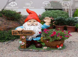 Outdoor Garden Sculpture Gnome Flower Pot Planter - Unique Yard Statue Decoration, Interesting Law W5398P455470