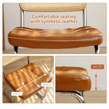 Dining Chairs Set of 2, Fauex Leather Rattan Side Accent Chairs with Chrome Legs, Modern Mid Century W2105P230515