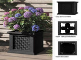 Outdoor Rattan Style Planter Box - 14.65-Inch Plant Pot, Black 34619346