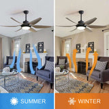 54 Inch Indoor Ceiling Fan With Dimmable Led Light ABS Blades Remote Control Reversible DC Motor For W934P246817