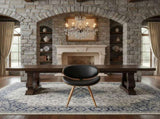 Saisce Mid-Century Dining Chair in Walnut Wood and Black Faux Leather B2736P511297