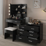 ZUN Large Makeup Vanity with Lights, Vanity Table with Charging Station, Vanity Desk with Mirror and 10 53245964