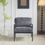 27.56" Modern Accent Chair with Plush Cushions, Minimalist Metal Frame, and Wooden Armrest Design N767P215306R