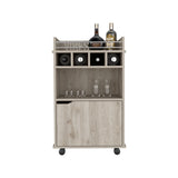 ZUN DEPOT E-SHOP Sims 35" H Bar Cart with Two Shelves four Wine Cubbies and One Cabinet,Light Pine B097P167415